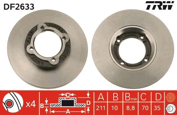 TRW Brake disc Article number: DF2633 cheaply