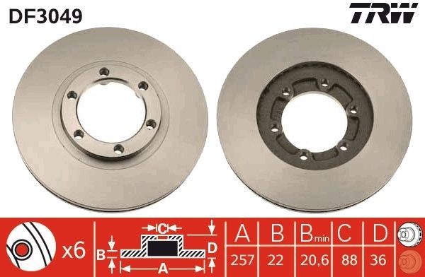 TRW Brake disc Article number: DF3049 cheaply