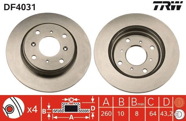 TRW Brake disc Article number: DF4031 cheaply