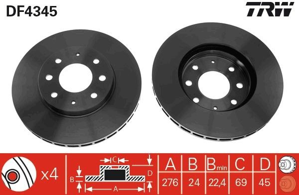 TRW Brake disc Article number: DF4345 cheaply