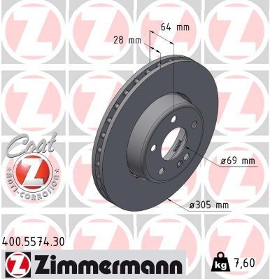 ZIMMERMANN Brake disc Article number: 400.5574.30 cheaply