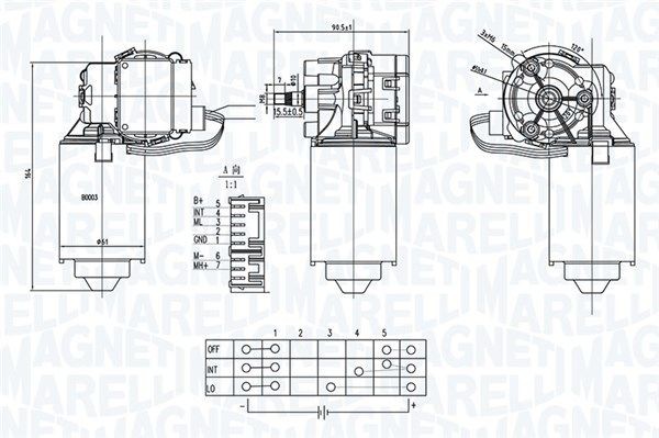 MAGNETI MARELLI Двигател на чистачките артикулен номер: 064373900010 евтино