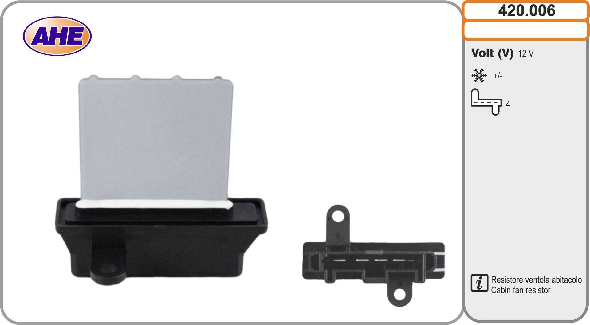 AHE Pre-resistor, electro motor radiator fan Article number: 420.006 cheaply