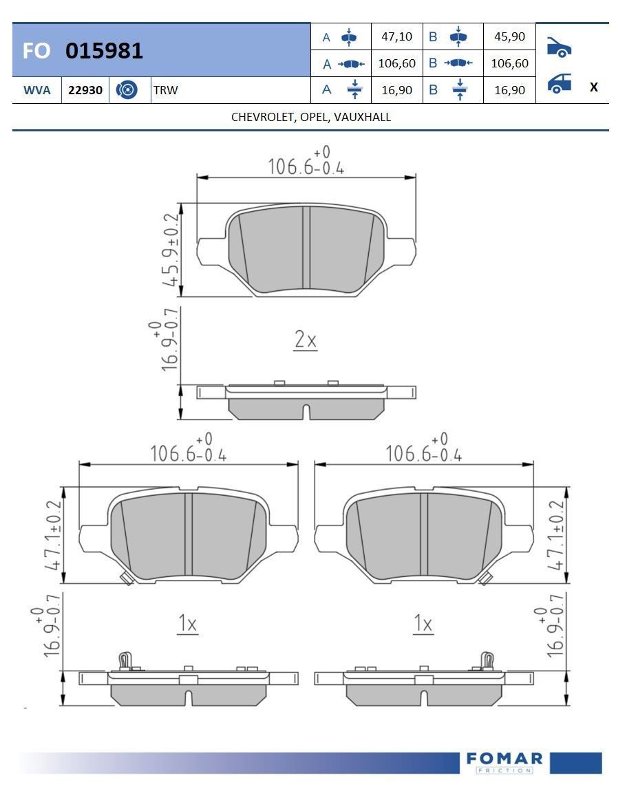 FOMAR Friction Bremseklodser Varenummer: FO 015981 billige