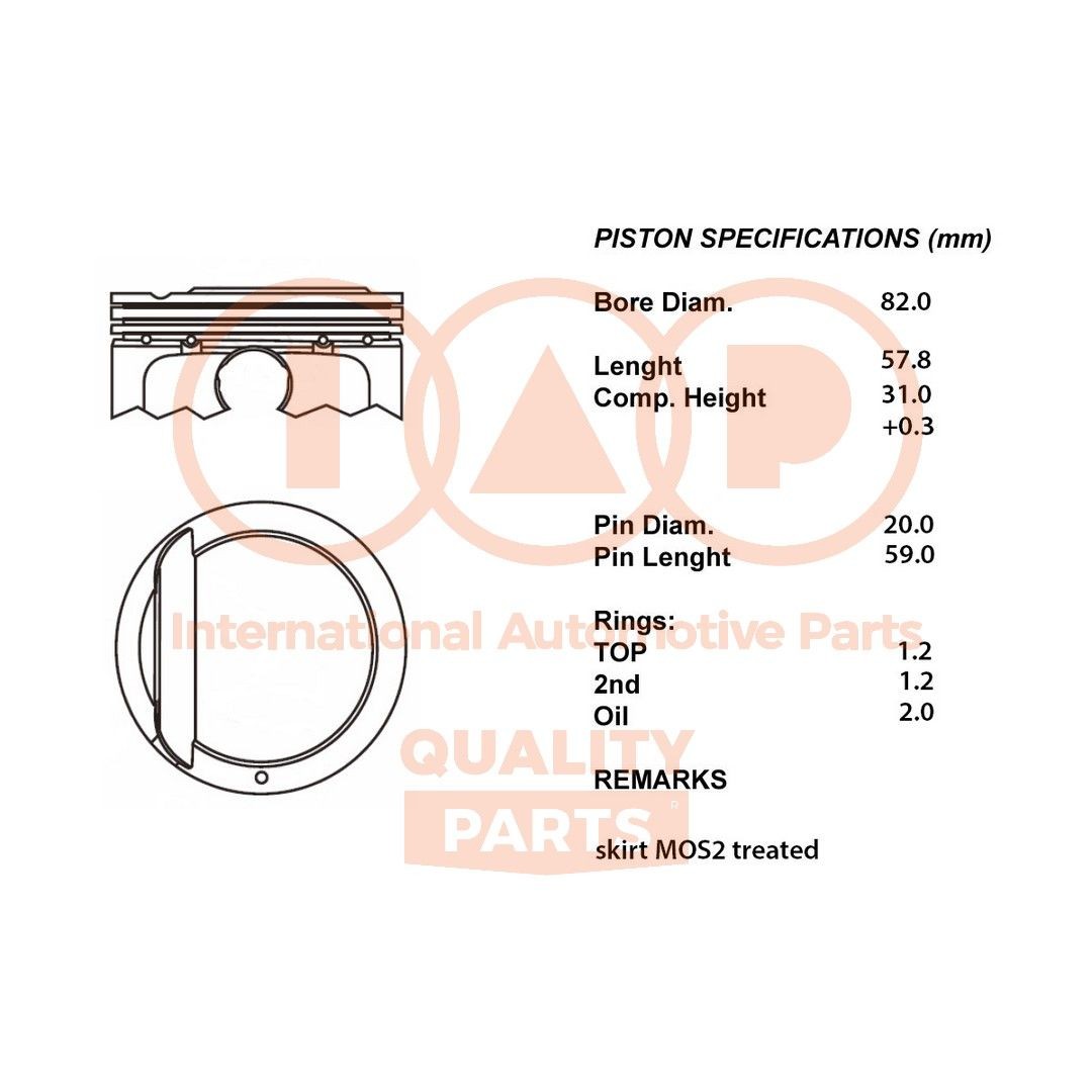 IAP QUALITY PARTS Kolvid Artikli number: 100-07074 soodsalt