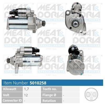 MEAT & DORIA Starter motor Article number: 5010258 cheaply