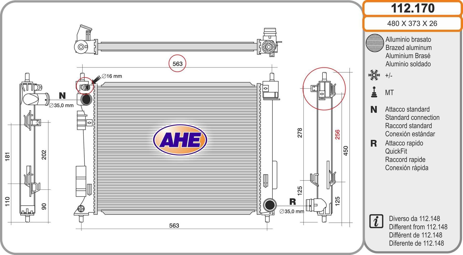 AHE Engine radiator Article number: 112.170 cheaply