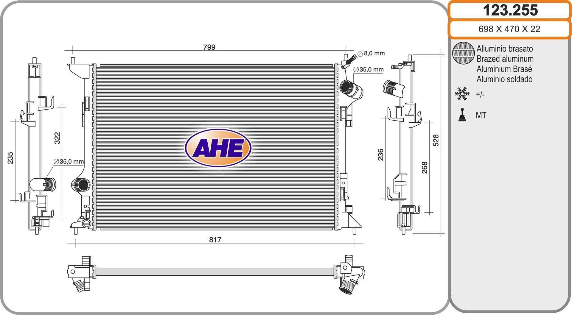AHE Engine radiator Article number: 123.255 cheaply