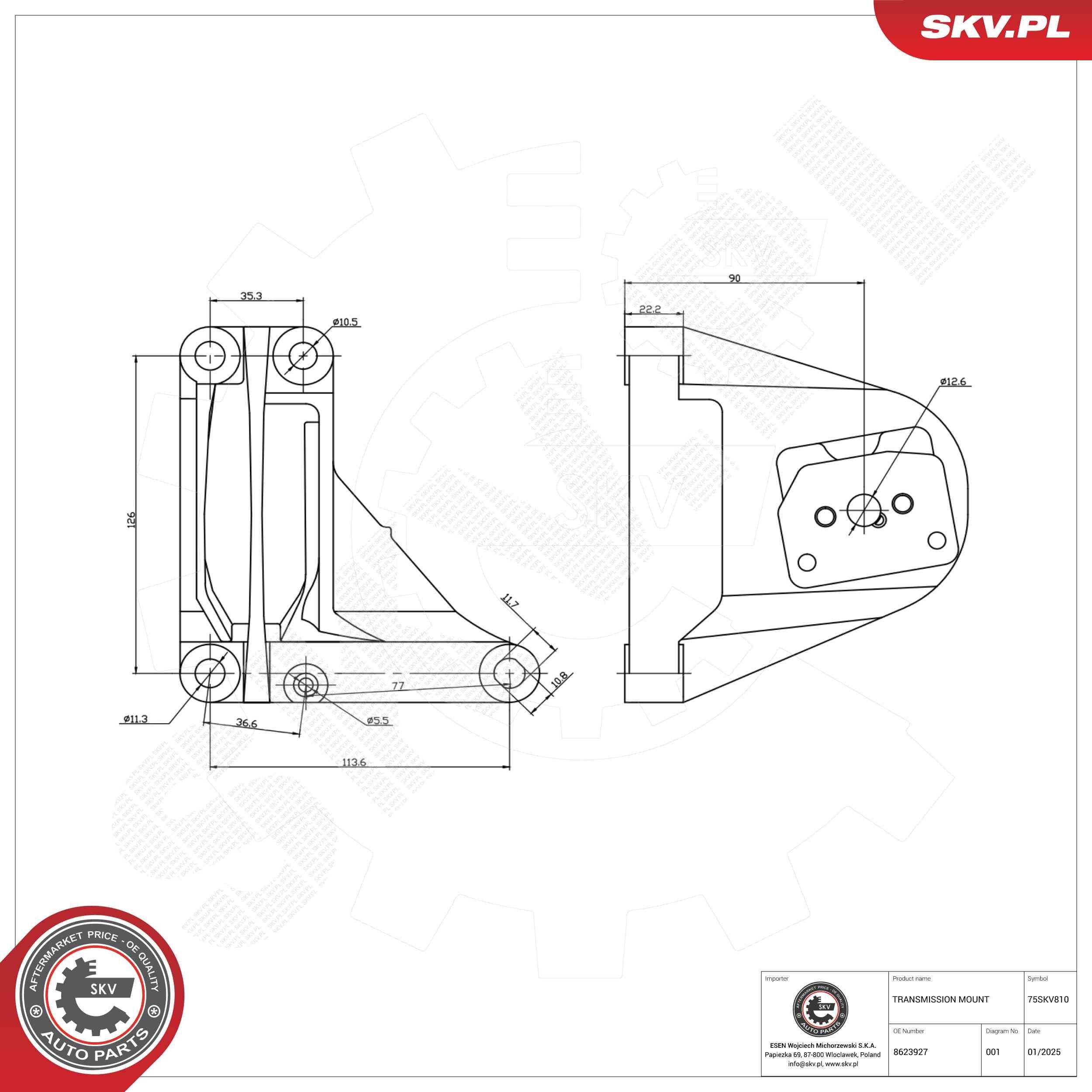 ESEN SKV Mounting, automatic transmission Article number: 75SKV810 cheaply