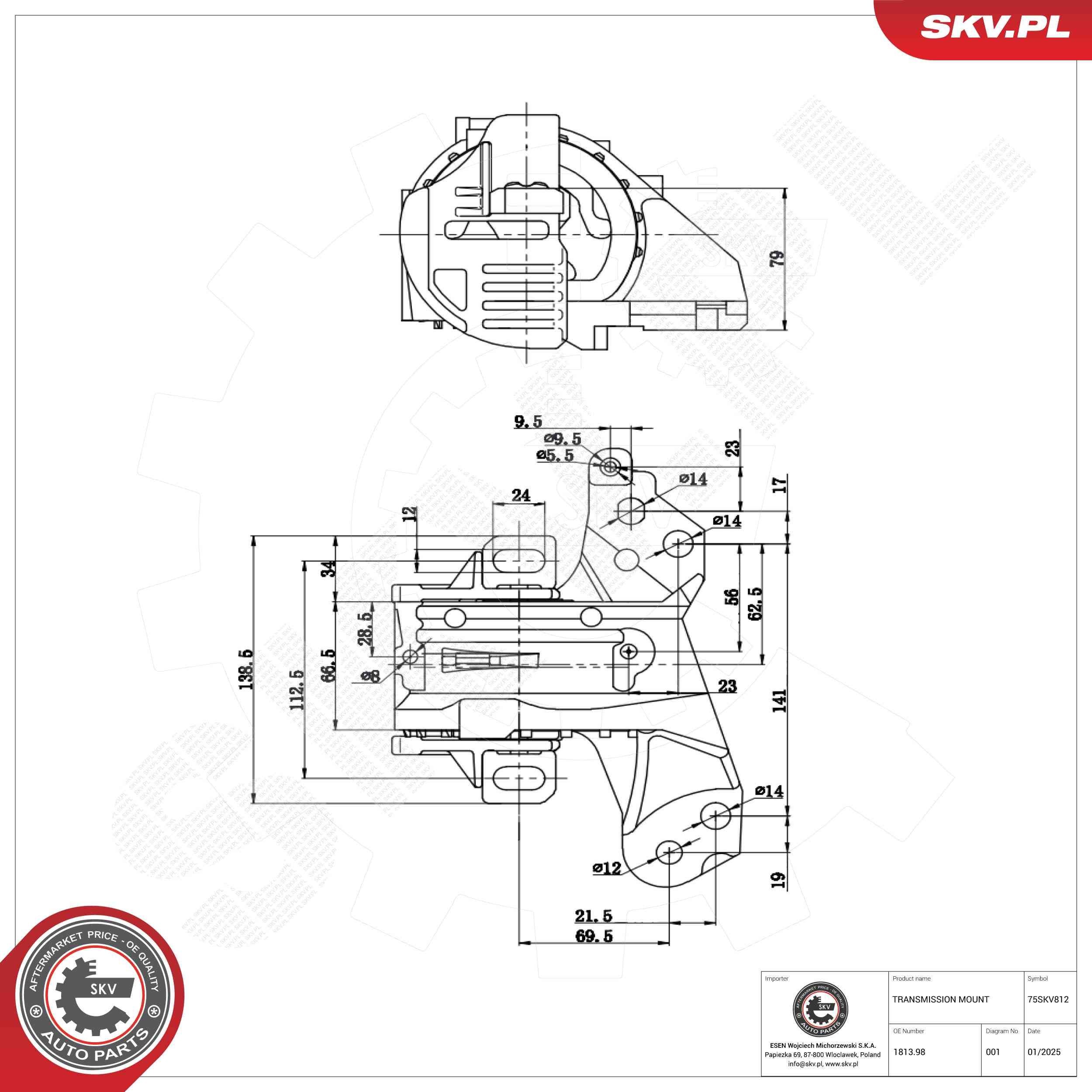 ESEN SKV Mounting, automatic transmission Article number: 75SKV812 cheaply