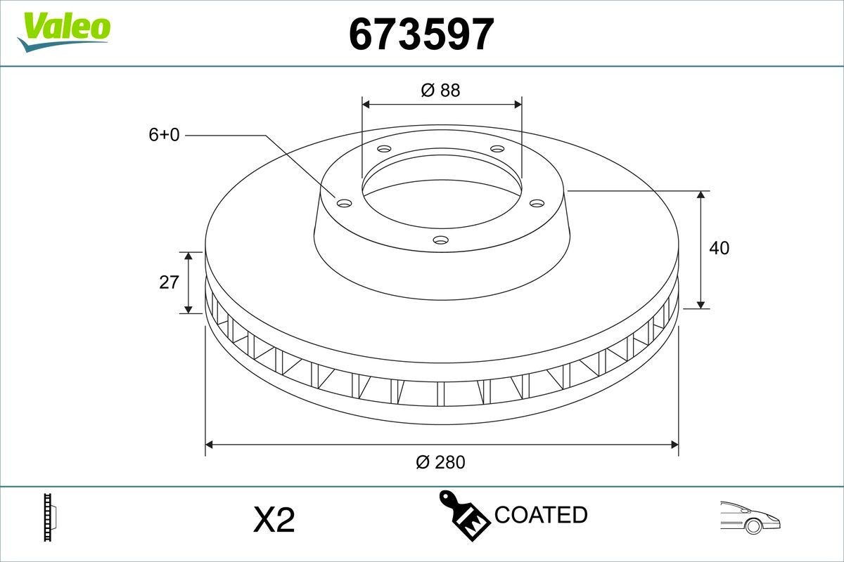VALEO Brake disc Article number: 673597 cheaply
