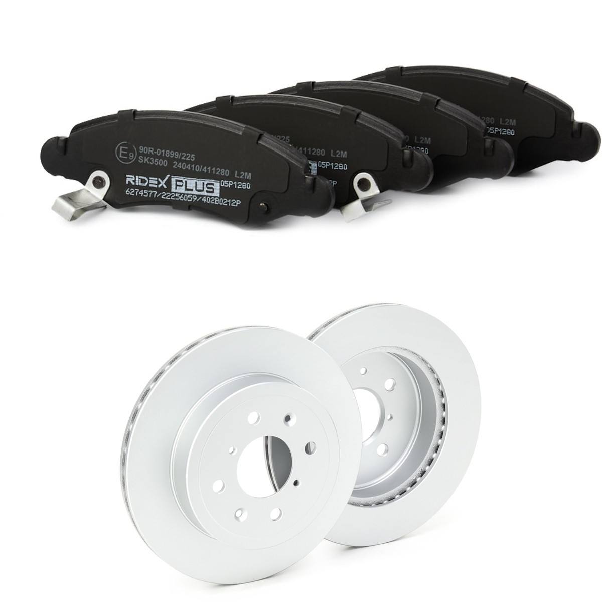 RIDEX PLUS Brake discs and pads set Article number: 3405B0145P cheaply