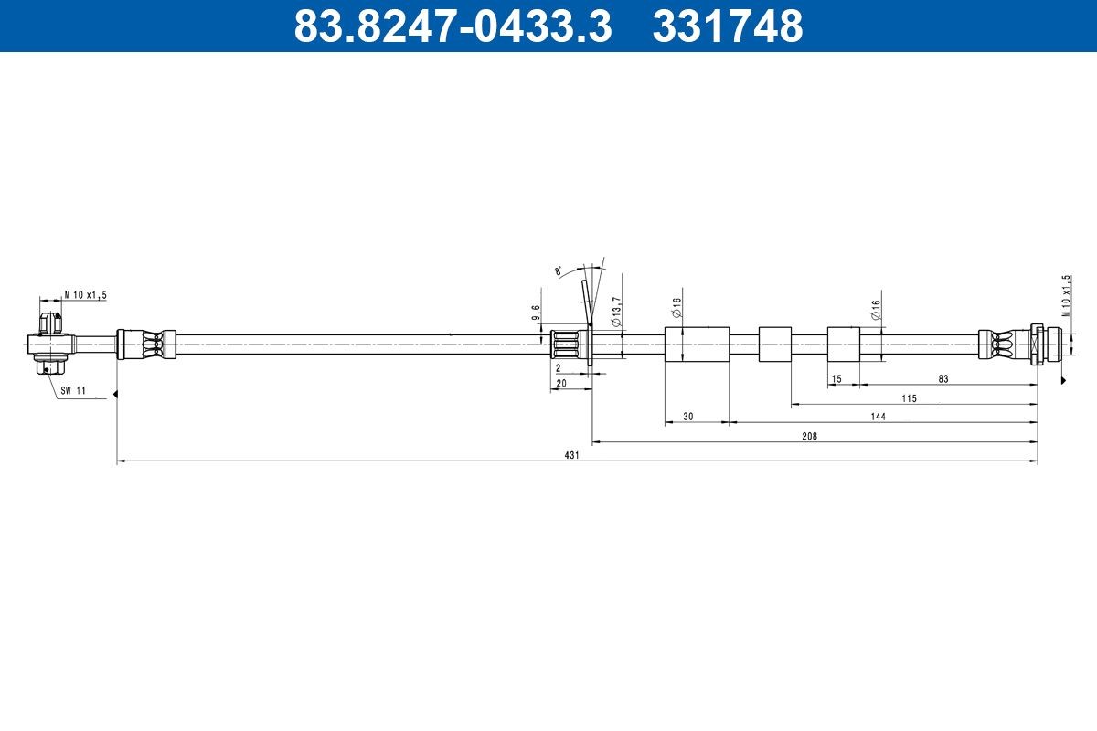 ATE Brake hose Article number: 83.8247-0433.3 cheaply