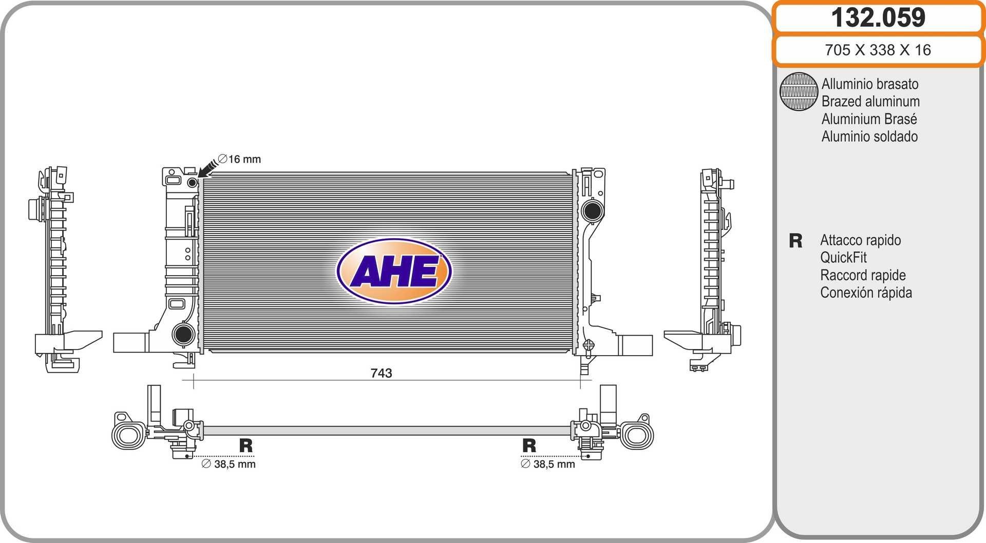 AHE Engine radiator Article number: 132.059 cheaply