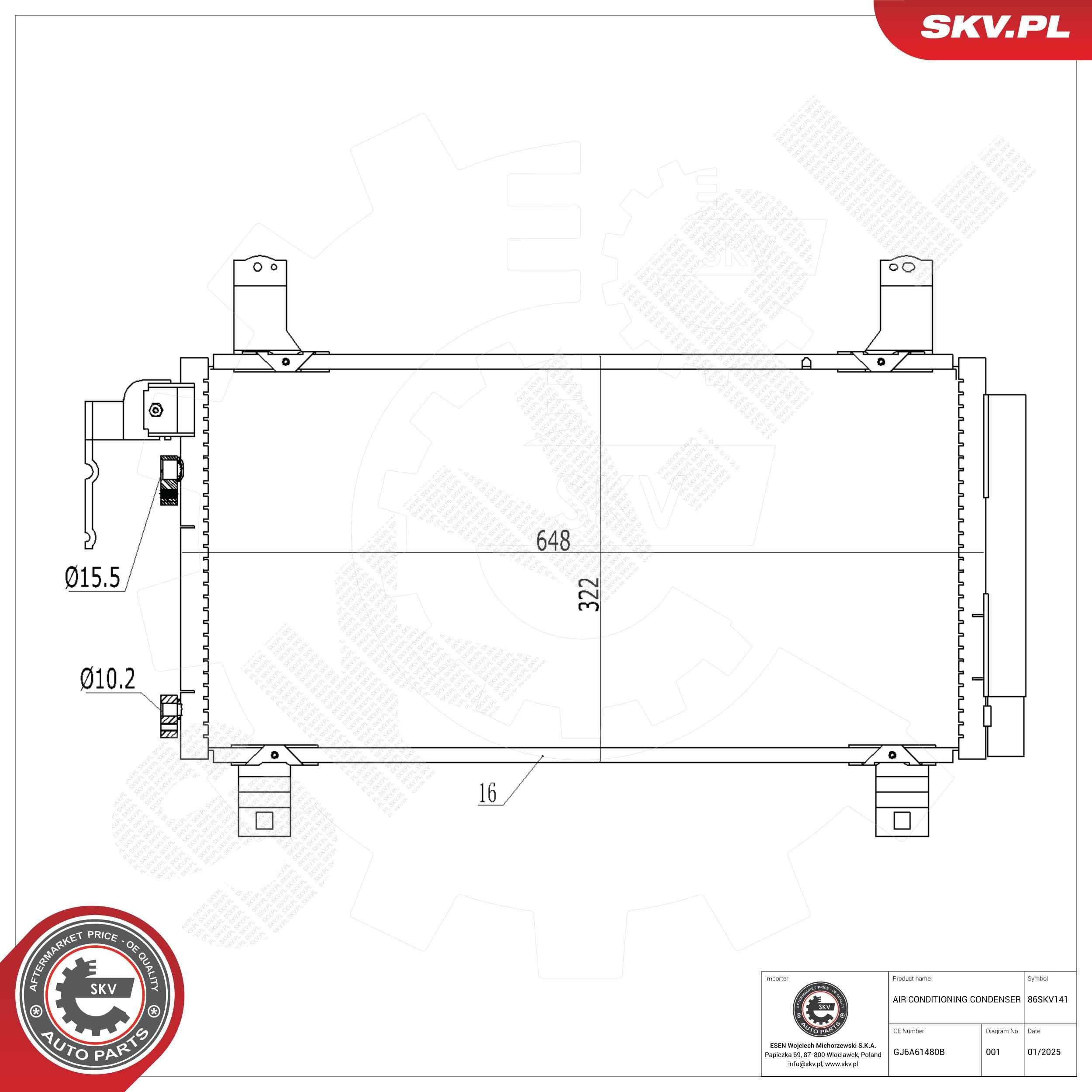 ESEN SKV Kondensaator, kliimaseade Artikli number: 86SKV141 soodsalt