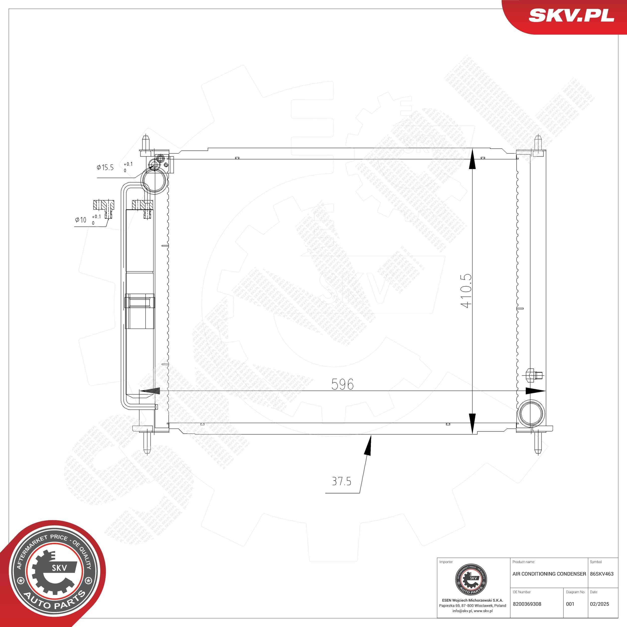 ESEN SKV Air conditioning condenser Article number: 86SKV463 cheaply