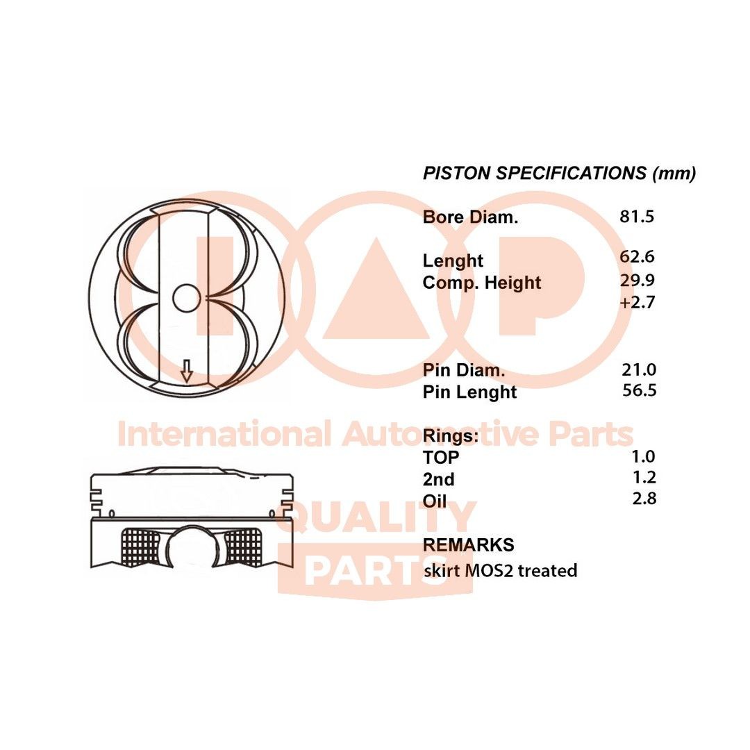 IAP QUALITY PARTS Piston Article number: 100-06018 cheaply