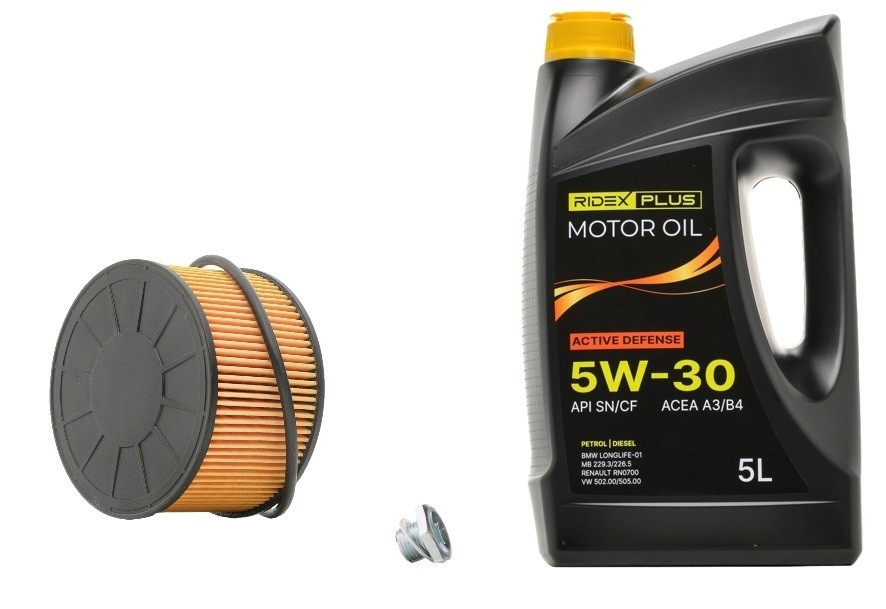 RIDEX PLUS 100374T0265P Filter set with engine oil MEGANE 1.2 TCe 100 (B9MS) 100 PS Petrol
