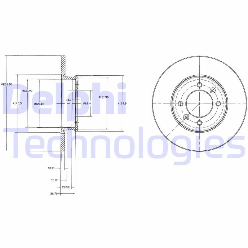DELPHI Brake disc Article number: BG3261 cheaply
