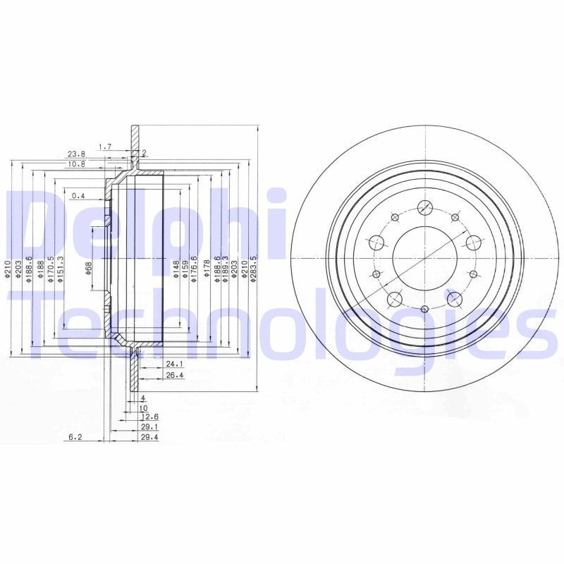 DELPHI Brake disc Article number: BG3419 cheaply