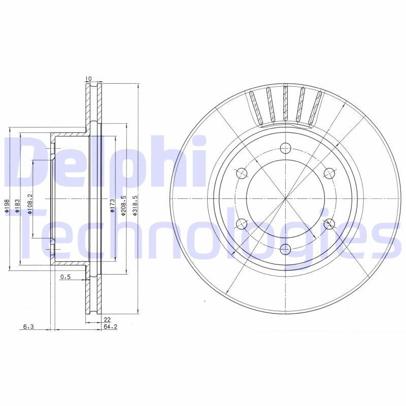 DELPHI Brake disc Article number: BG3535 cheaply