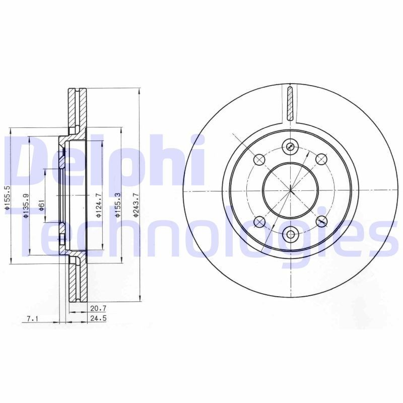 DELPHI Brake disc Article number: BG2403 cheaply