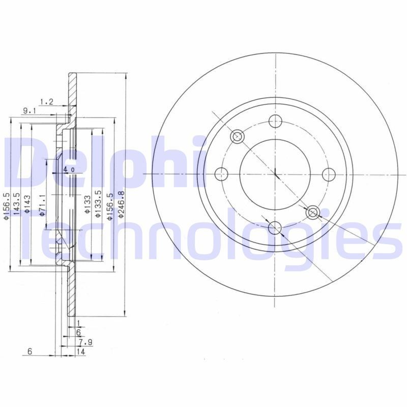 DELPHI Brake disc Article number: BG2445 cheaply