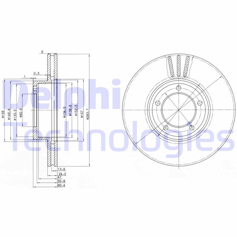 DELPHI Brake disc Article number: BG2507 cheaply