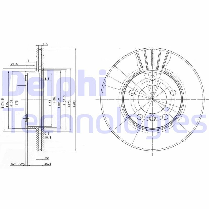 DELPHI Brake disc Article number: BG2623 cheaply