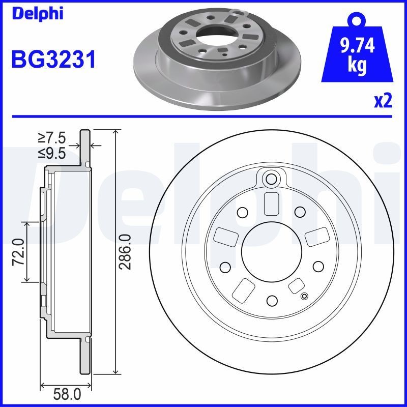 DELPHI Brake disc Article number: BG3231 cheaply