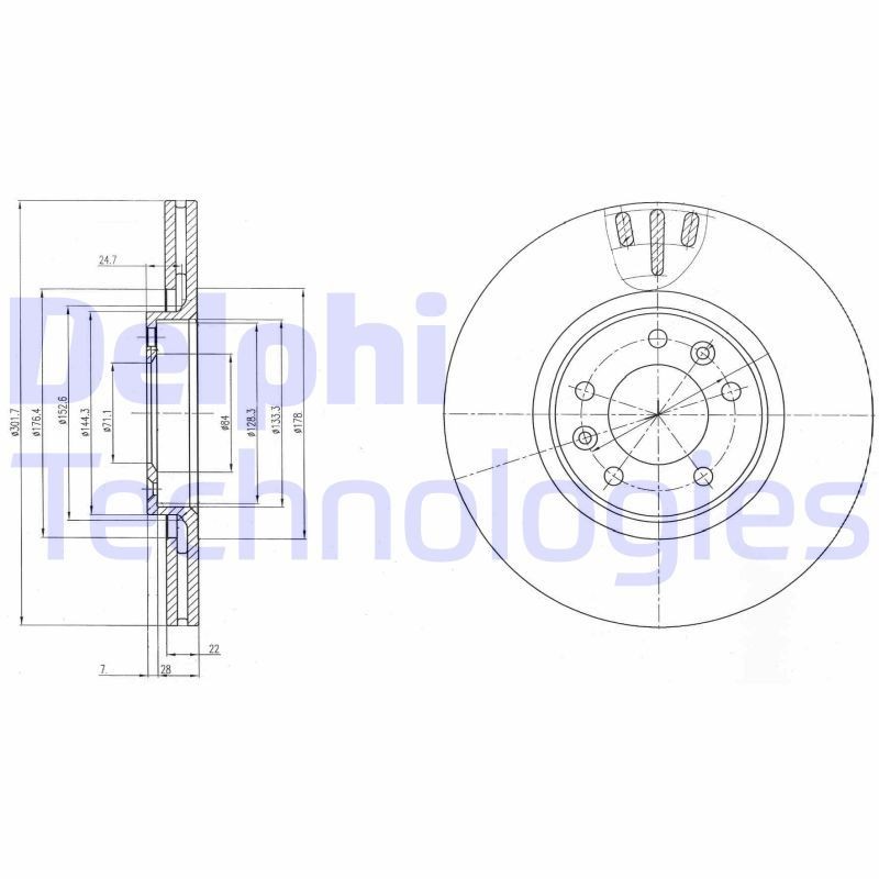DELPHI Brake disc Article number: BG4150 cheaply