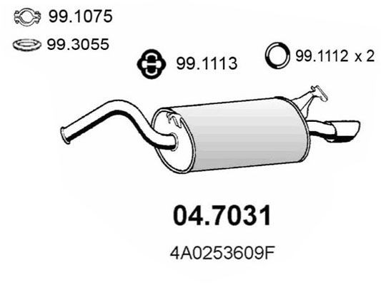 ASSO Rear silencer Article number: 04.7031 cheaply