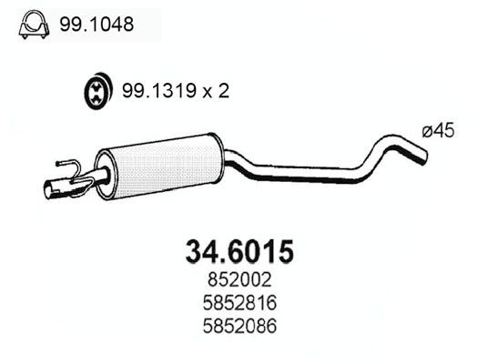 ASSO Middle silencer Article number: 34.6015 cheaply