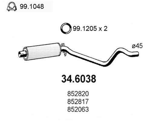 ASSO Middle silencer Article number: 34.6038 cheaply