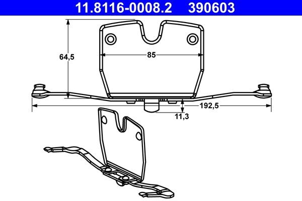 ATE Spring, brake caliper Article number: 11.8116-0008.2 cheaply