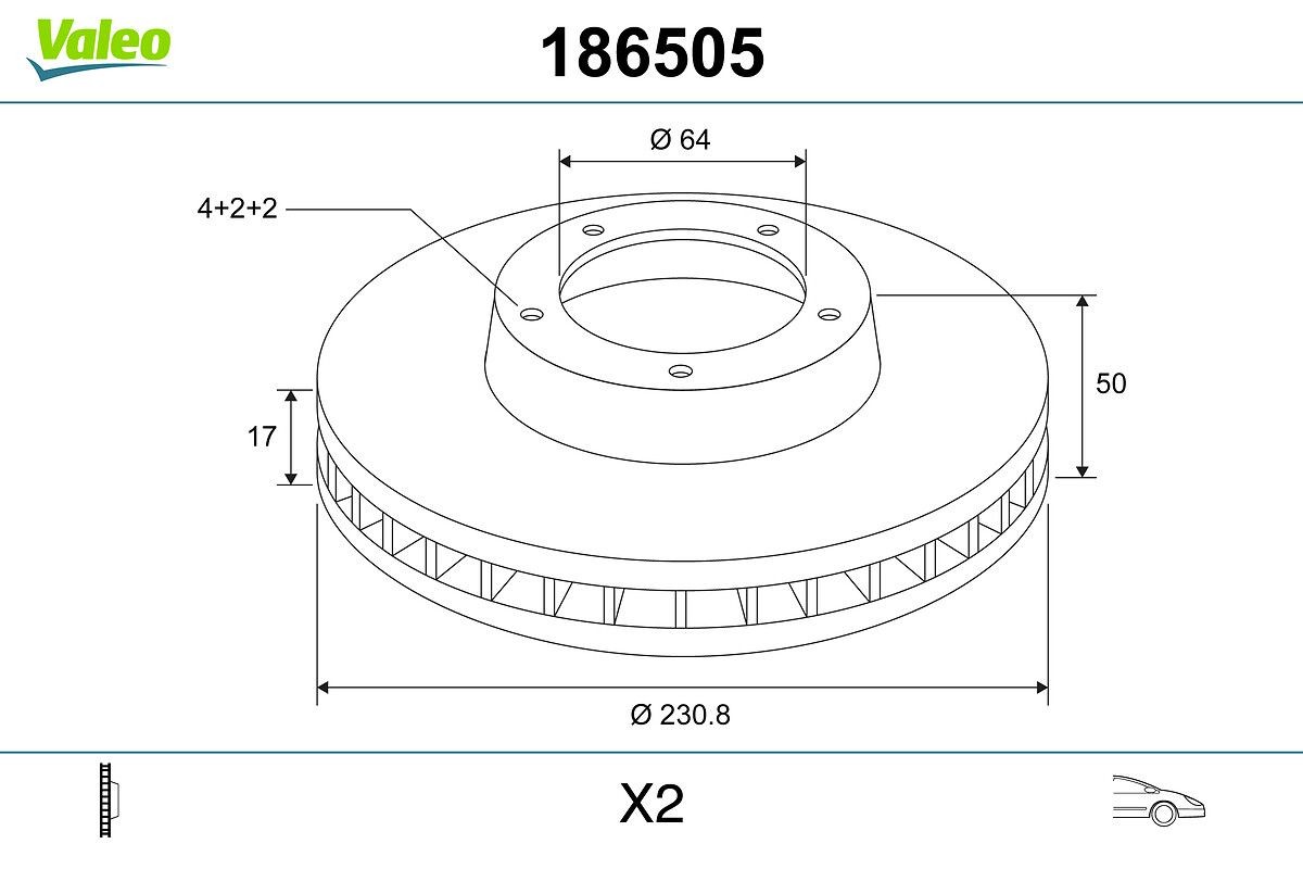 VALEO Brake disc Article number: 186505 cheaply