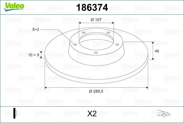 VALEO Brake disc Article number: 186374 cheaply