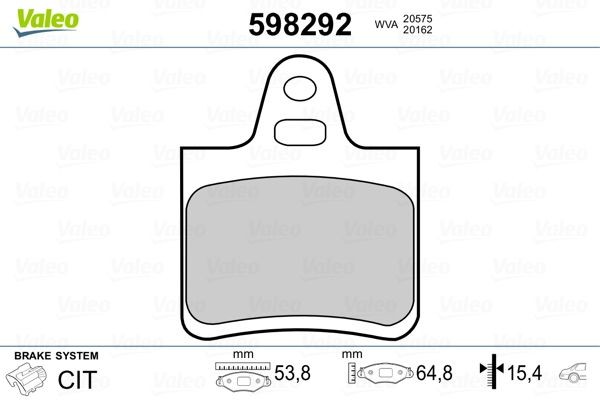 VALEO Brake pad set Article number: 598292 cheaply