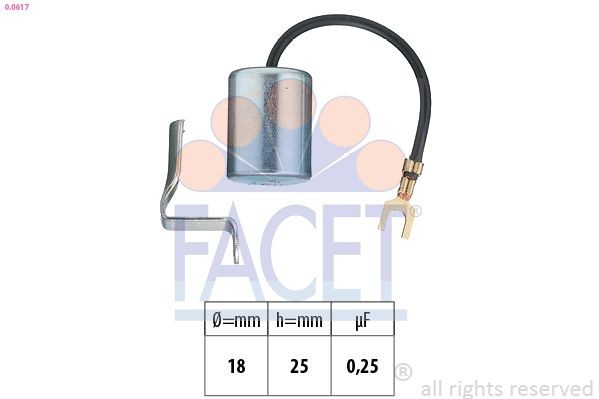 FACET 0.0334 Condenser, ignition SAMBA 1.1 (51A611, 51A702) 50 PS Petrol 1987
