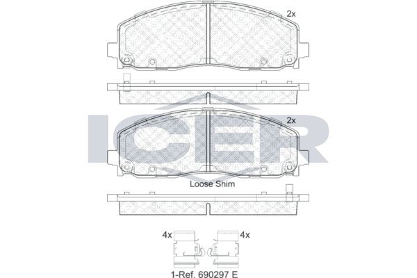 ICER Brake pad set Article number: 182054 cheaply