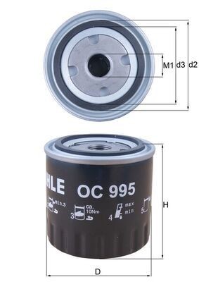 MAHLE ORIGINAL Oil filter Article number: OC 995 cheaply