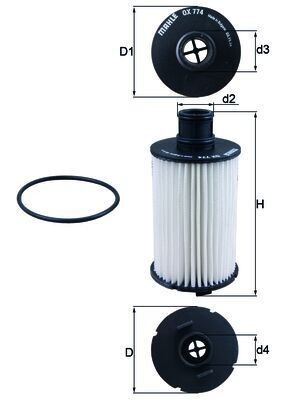 MAHLE ORIGINAL Oil filter Article number: OX 774D cheaply