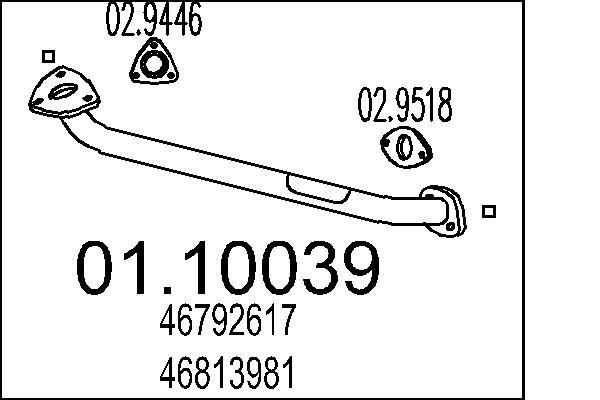 MTS Exhaust Pipe Article number: 01.10039 cheaply