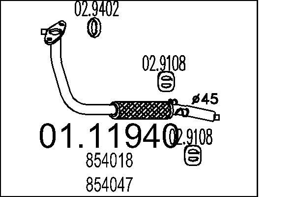 MTS Exhaust Pipe Article number: 01.11940 cheaply