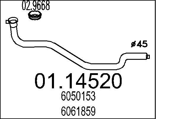 MTS Exhaust Pipe Article number: 01.14520 cheaply