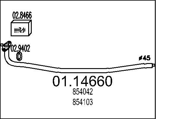 MTS Exhaust Pipe Article number: 01.14660 cheaply