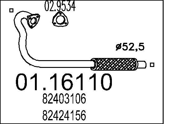 MTS Exhaust Pipe Article number: 01.16110 cheaply