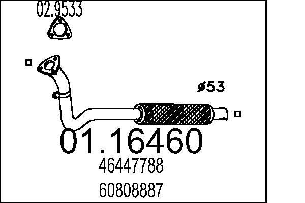 MTS Exhaust Pipe Article number: 01.16460 cheaply