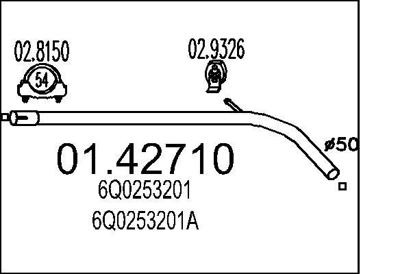 MTS Exhaust Pipe Article number: 01.42710 cheaply