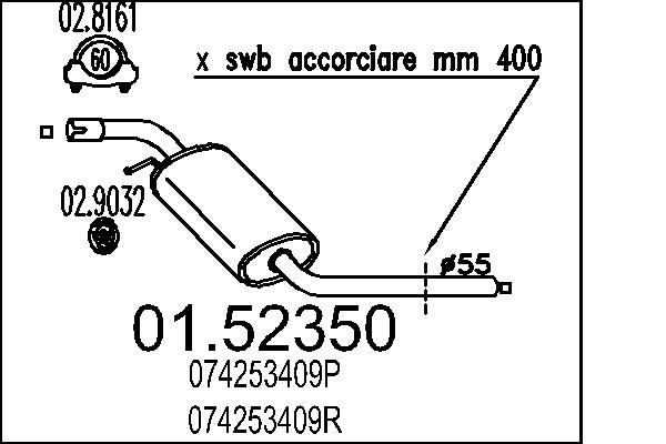 MTS Middle silencer Article number: 01.52350 cheaply